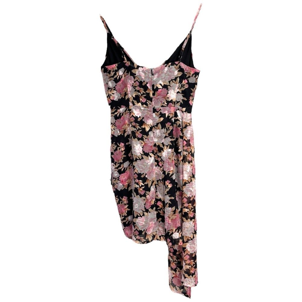 Lulus Black Floral Mini Faux Wrap Formal Dress size Small NWT - Picture 11 of 15